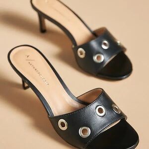 Anthropologie Black Grommet Heels